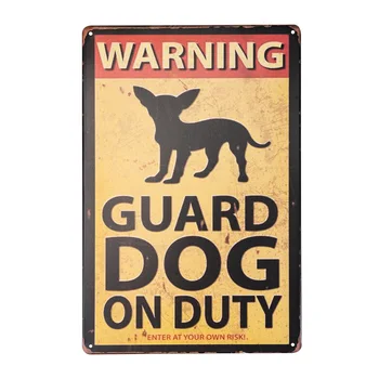 

Outdoor garden decor Retro Guard Dog On Duty Metal Sign