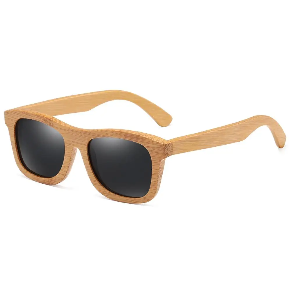 GM натуральные деревянные солнечные очки ручной работы поляризованные зеркальные модные бамбуковые очки спортивные очки S1725 - Цвет линз: Черный