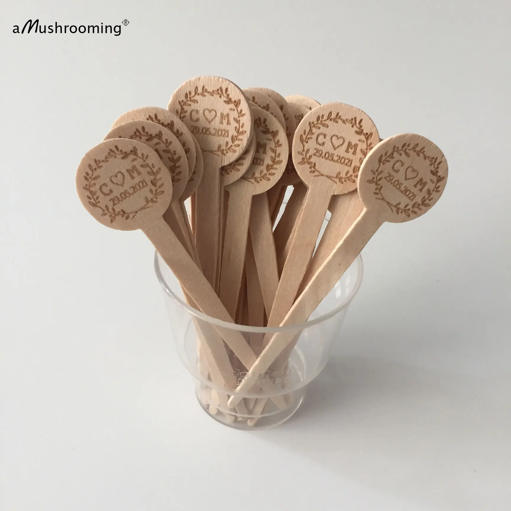 100pcs Creative Fruit Picks Wood Sticks Personalized Natural Wood Bridal Shower Buffet Table Cake Decoration