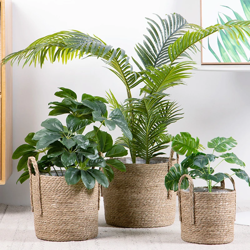 Canasta de ratán maceta colgante de ratán, algas marinas, organizador hecho a mano, macetas de flores para decoración de jardín|Macetas y jardineras| - AliExpress