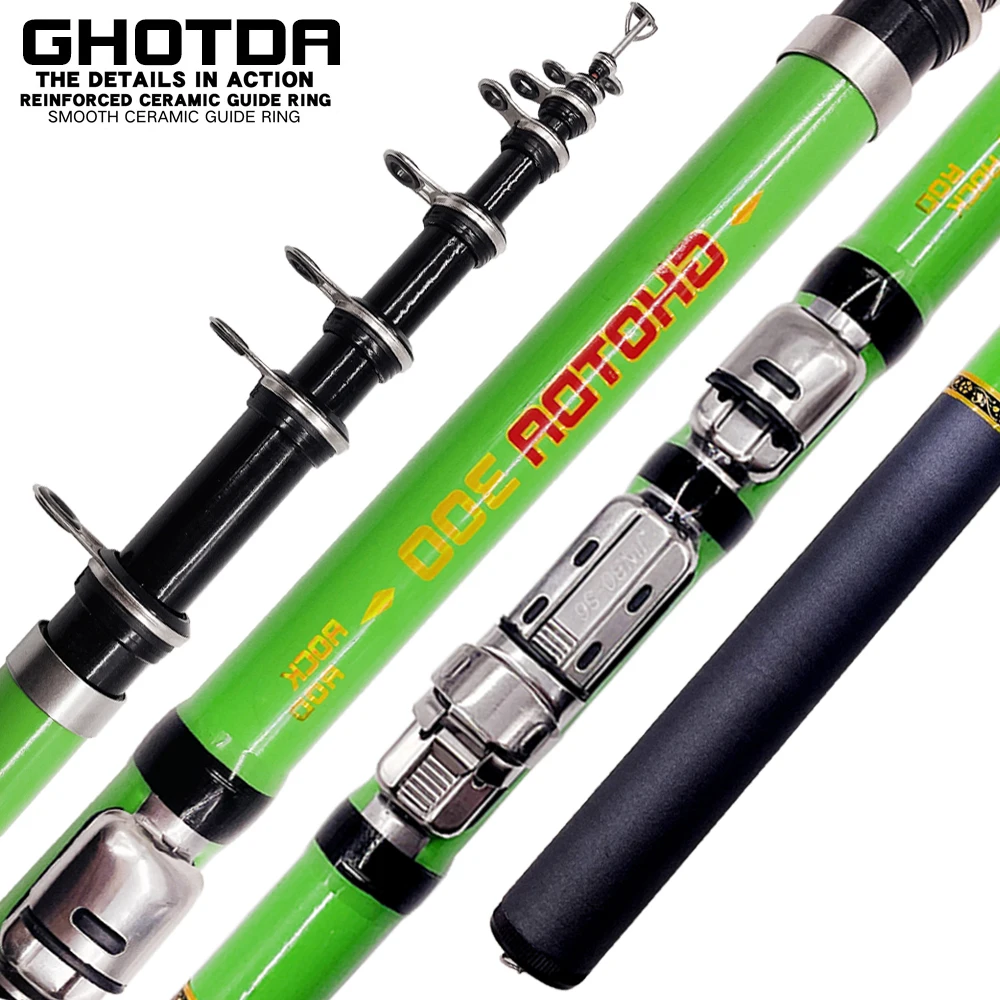 

GHOTDA Telescopic Rock Fishing Rod Spinning Fly Carp Feeder Carbon Fiber Pesca 3M 2.7M 2.4M 2.1M 1.8M 1.5M Mini travel Rod Reel