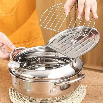 

Japanese-style Tempura Frying Pan Home Kitchen Stainless Steel Non-stick Mini Frying Pan Induction Cooker Gas Universal
