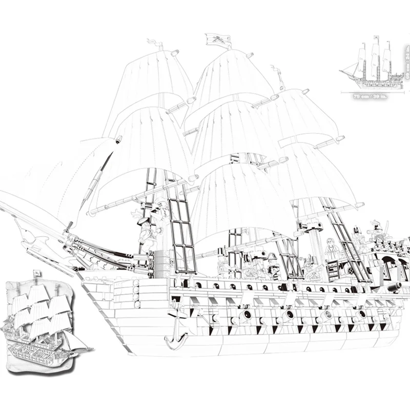 

22001 Pirate Ship Imperial warships Model Building Kits Block DIY Briks Toys Gift 1717pcs Compatible 10210