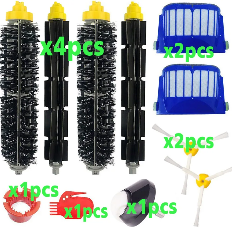 Щетина и гибкая резиновая щетка боковая щетка воздушный пылесос Комплект фильтров для iRobot Roomba 600 серии 620 630 650 660 запасные части - Цвет: 11pcs-lot