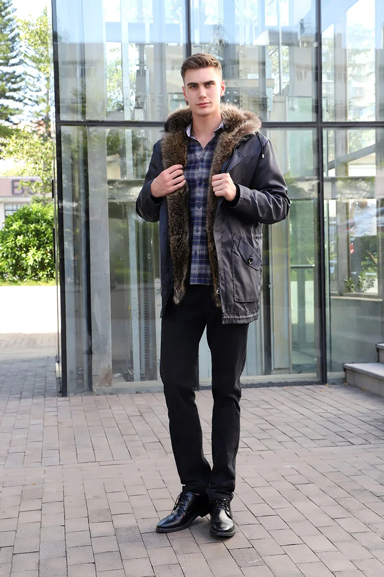 Raccoon fur collar overcoat for men – Vexaro