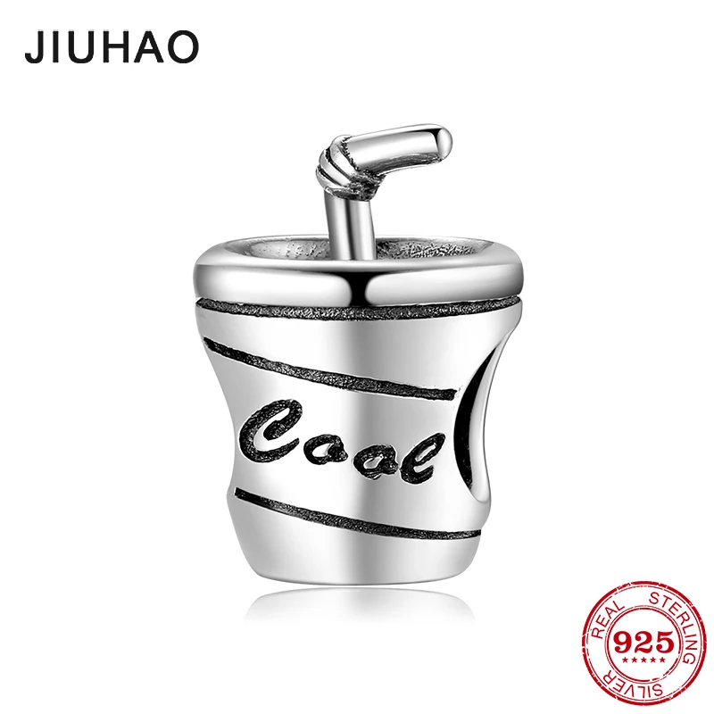 

Real 925 Sterling Silver Summer juice cup cool drink charm Beads fine Jewelry Fit Original Pandora Charm Bracelets making