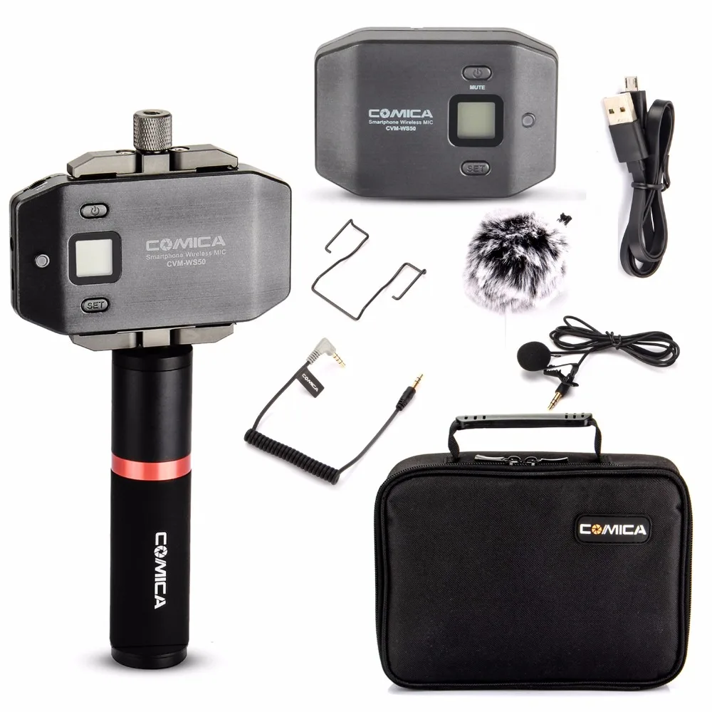 CVM-WS50(B) Wireless Lavalier Microphone External lapel Mic with Handle Grip for iphone Camera DSLR Smartphone Android CVM-WS50(B) Wireless Lavalier Microphone External lapel Mic with Handle Grip for iphone Camera DSLR Smartphone Android