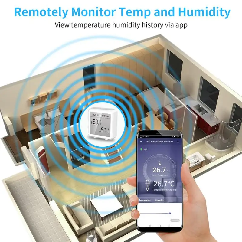 Tuya Smart Life WiFi Temperature & Humidity Sensor Bluetooth-compatible Thermometer With LCD Display For Alexa Google Home