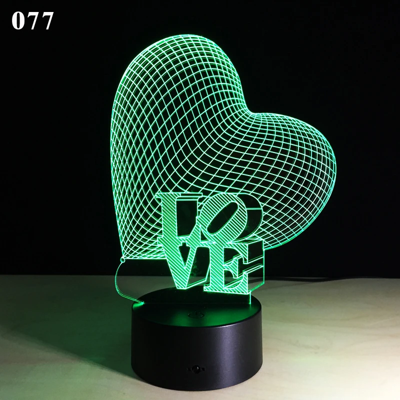 3D ночник I Love You светодиодный ночник в форме сердца мультяшный светильник домашний Декор Спальня новогодний Рождественский подарок ночник - Испускаемый цвет: 17