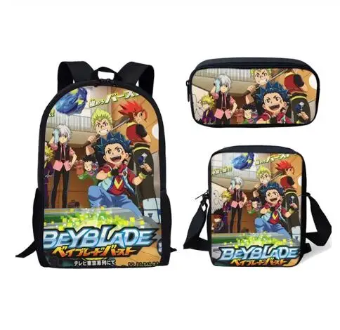 as picture Мода: Beyblade Burst игра 3 шт. набор рюкзаков 3D аниме печать Студенческая школьная сумка, рюкзак Школьная Сумка подростковая Softback Mochilas - Цвет: as picture