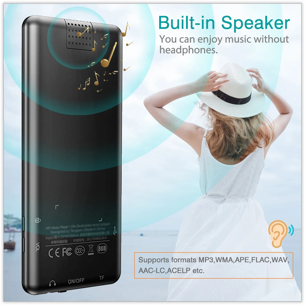 REDANT MP4 плеер с bluetooth портативный mp3 музыкальный mp 4 media slim 2 дюйма сенсорные клавиши