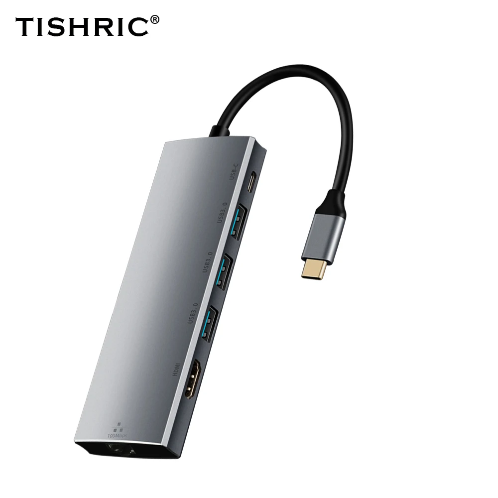 

TISHRIC Type C Hub To Hdmi-compatible Rj45 USB3.0 Converter Usb Type-C Cable 4K Adapter For MacBook Samsung Galaxy S10
