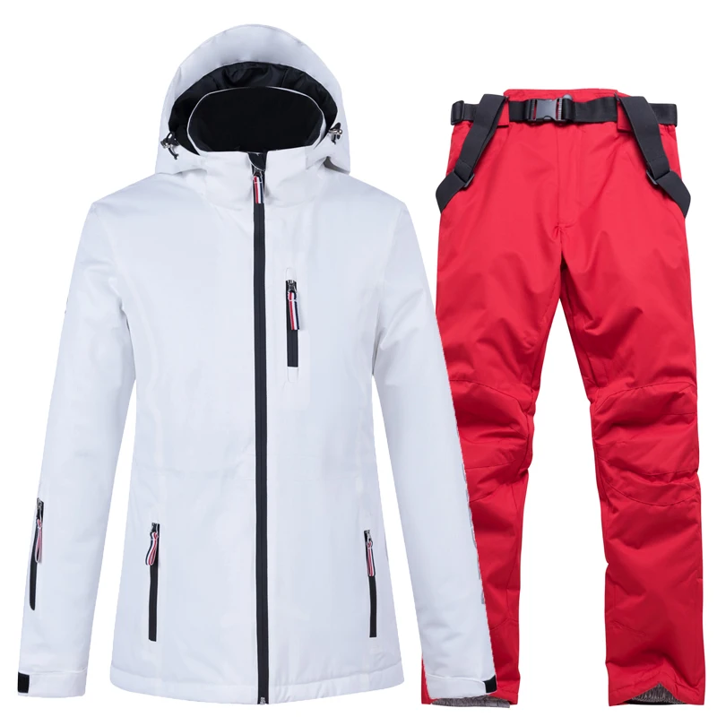 30 чисто белая женская зимняя одежда, одежда для сноуборда, костюм, наборы 10 k, водонепроницаемый ветрозащитный зимний костюм, лыжная куртка+ ремень, зимние штаны - Цвет: picture jacket pant