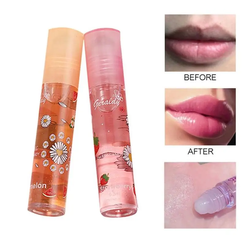

2pcs 10ML Lip Hydrating Lip Balm Oil For Winter Women Lip Moisturizing Daisy Printed Transparent Colorless Lip Balm