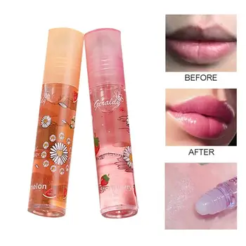 

2pcs 10ML Lip Hydrating Lip Balm Oil For Winter Women Lip Moisturizing Daisy Printed Transparent Colorless Lip Balm