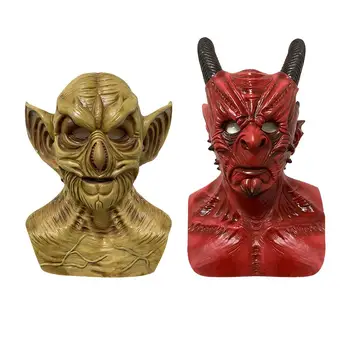 

Halloween Yellow Imp Headgear Cosplay Costume Horror Masquerade Latex Mask for Kids Teens Adults Party Props