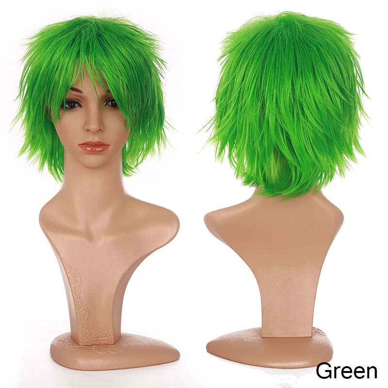 BENIHAIR, синтетический парик для косплея, белый, красный, зеленый, синий, розовый, желтый, парик, короткий слой, парик, накладные волосы, для мужчин и женщин, вечерние парики - Цвет: Green