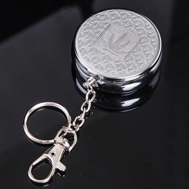Новинка 1 шт. круглая портативная карманная пепельница для сигарет с брелком