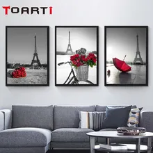 Настенные художественные фотографии Эйфелева башня красный зонтик на улице Парижа современный Городской Пейзаж Плакат Холст Живопись Дек...(China)