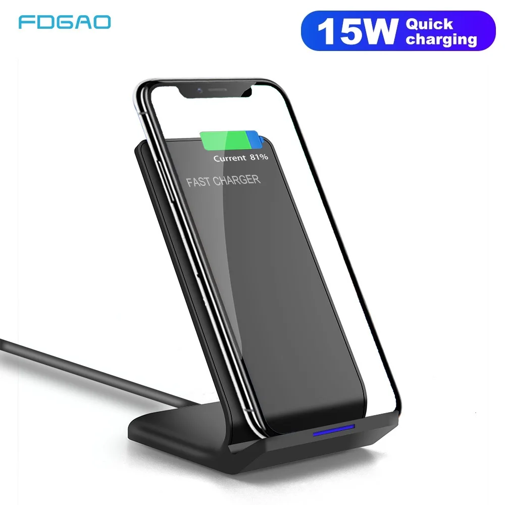 

FDGAO 15W Quick Charge 3.0 Qi Wireless Charger Stand Pad Mobile Phone Holder Type C For iPhone 11 Pro MAX XS XR Samsung S10 S9