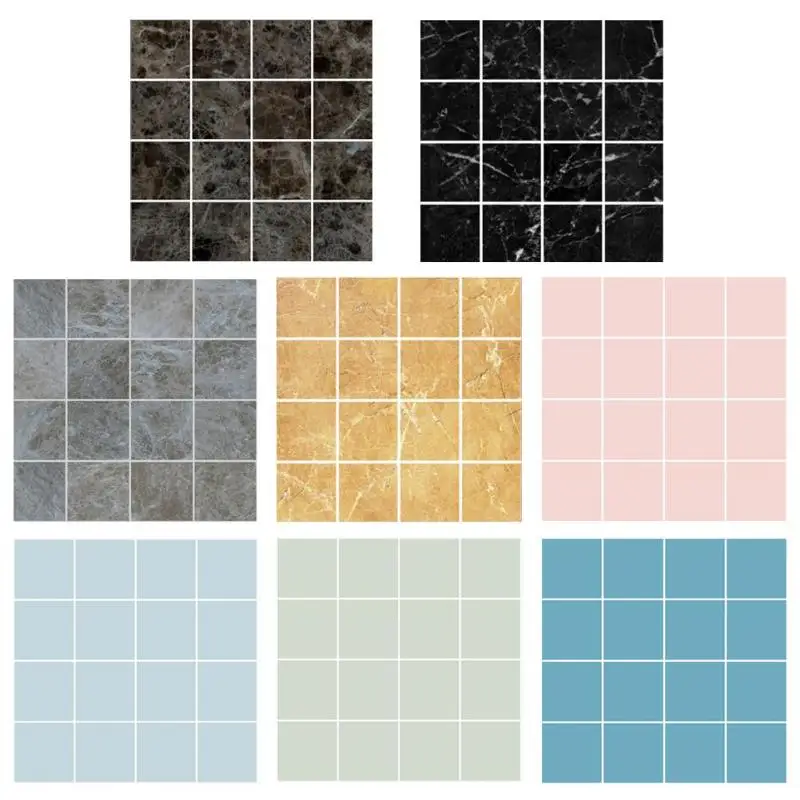 

10pcs/set Floor Tiles Diagonal Wall Sticker Desk Decoration Waterproof Tiles Mosaic Wall Sticker Kitchen Bathroom Adhesive Decor