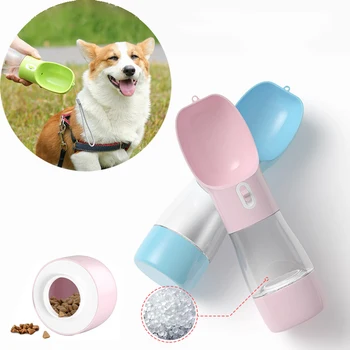 

Lightweight Pet Cat Dog Water Bottle Feeder With Food Container Leak Proof Lock Drinking Bowl Dispenser Food Grade Material Sale
