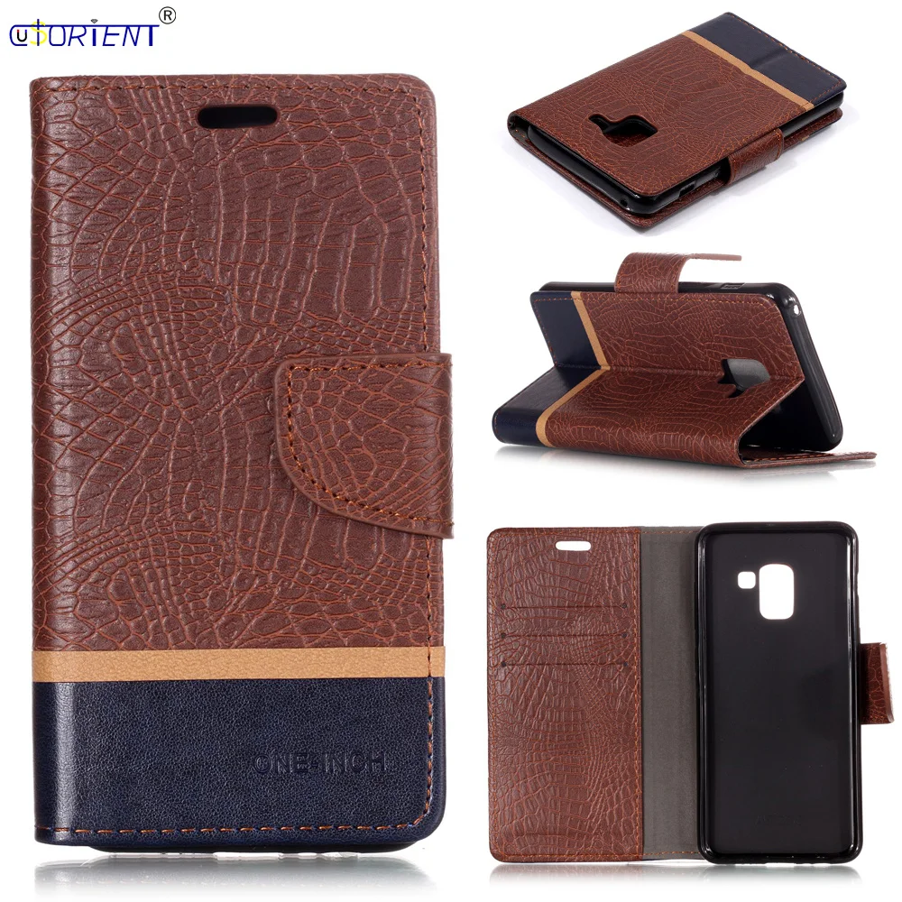 

For Samsung Galaxy A8 2018 Flip Wallet Case SM-A530F/DS A530 Card Slot Bumper Cover SM A530F/DS Crocodile Texture Leather Cases