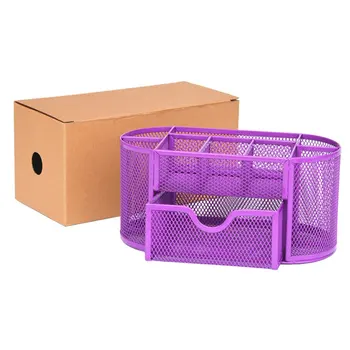 

9 Storage Multi-functional Desk Organizer Mesh Metal Pen Holder Stationery Container Box Office School Supplies