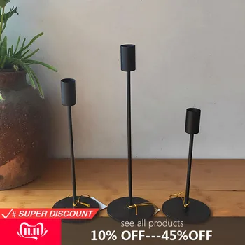 

Modern Style Metal Black Candlestick New Candle Holders Wedding Decoration Bar Party Home Decor