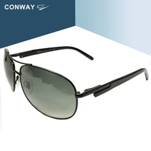 Conway поляризационные солнцезащитные очки с защитой от ультрафиолета, мужские очки для вождения, солнцезащитные очки с плоским верхом в стиле пилота, металлическая оправа, прямоугольная