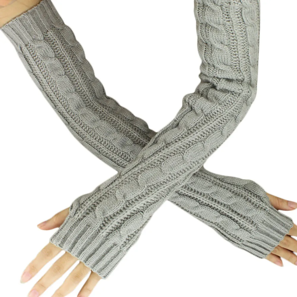 Модные дизайнерские перчатки без пальцев с цветами из пеньки, 6 цветов, вязаные длинные перчатки Guanti invernali, женские зимние перчатки