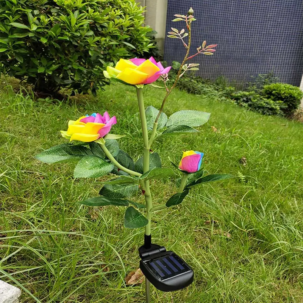 

with Transparent Butterfly 7 Colors Changing Rose Decoration White Light Waterproof Lights Solar Rose Flower Lights LED
