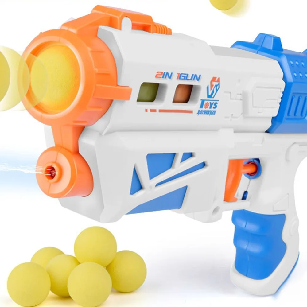 Детская Мягкая пенопластовая игрушка для стрельбы 2 в 1 пластиковая безопасная стреляющая игрушка детская Рогатка для улицы пистолет игрушка