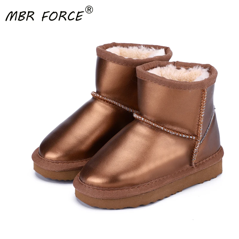 Детские Зимние ботильоны MBR FORCE из натуральной кожи с плюшевой подкладкой