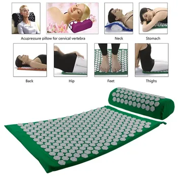 

Women men Acupressure massage bed mats set massager cushion pillow back and neck pain relief body pain stress yoga pad massages