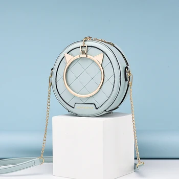 

Fashion Summer Candy Color Circular Shoulder Bags Luxury Handbags Women Bags Designer Chain PU Leather Crossbody Bags for Woman