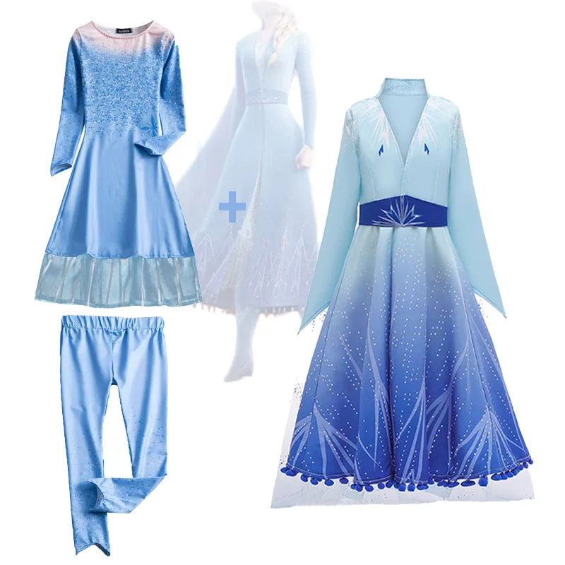 

New Dress For Girls Elsa Princess Dress Christmas Cosplay Elsa Clothes Girls Congelado 2 Fantasy Blue Girls Dress Princess Elsa