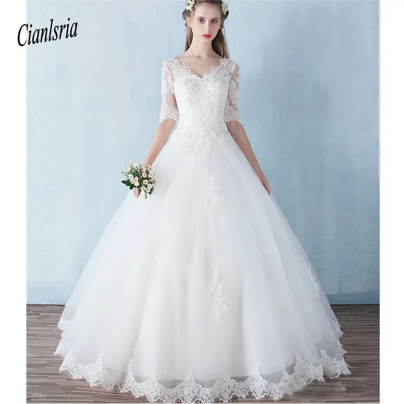 Новые свадебные платья кружевное бальное платье свадебное платье с длиной до пола с аппликацией корсет со шнуровкой свадебное платье