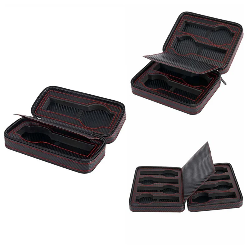 

Grid Watch Box Carbon Fiber Leather Zipper Portable Display Container Storage Holder Travel Case Gift