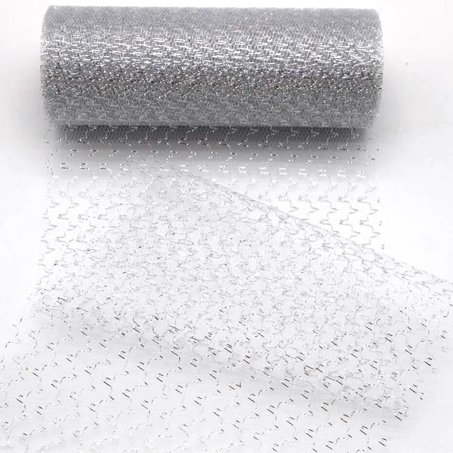 15CM 골드/실버 메쉬 실크 리본 10 야드 DIY 수제 재료 공예 머리 활 Peng 스커트 Tulle 웨딩 장식