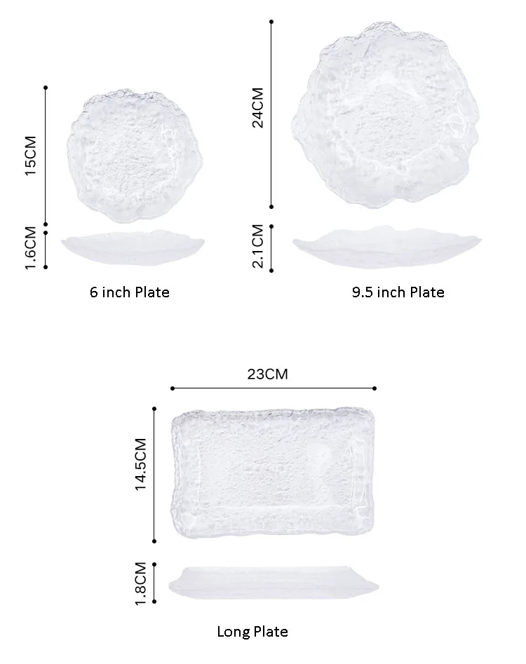 Description Picture 3 of itemClear Japanese Glass Plates, Sushi Platter, Dessert Snack Salad Dinner Plate for Kitchen,Trinket Dish, Dishwasher Safe
