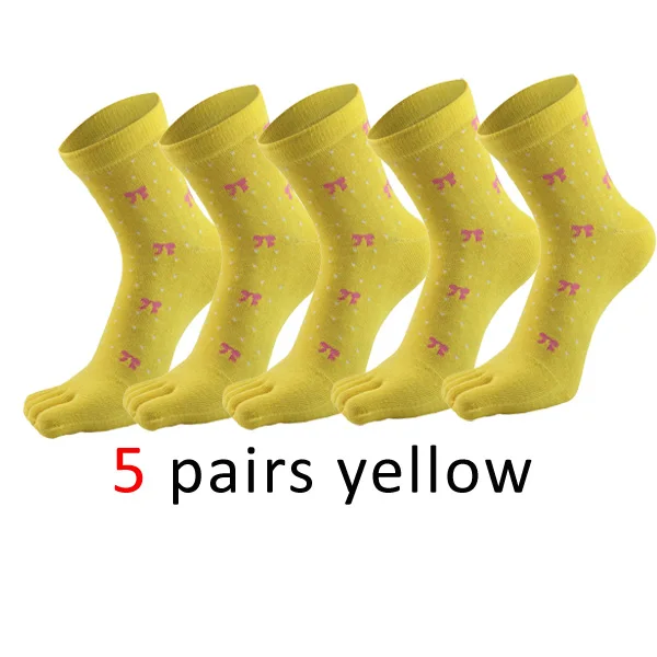 VERIDICAL модные женские туфли носок Носки с бантом «Five Finger», «Носки 5 пар/лот хлопковая белая сорняков короткие носки в стиле Харадзюку, meias feminino - Цвет: Золотой