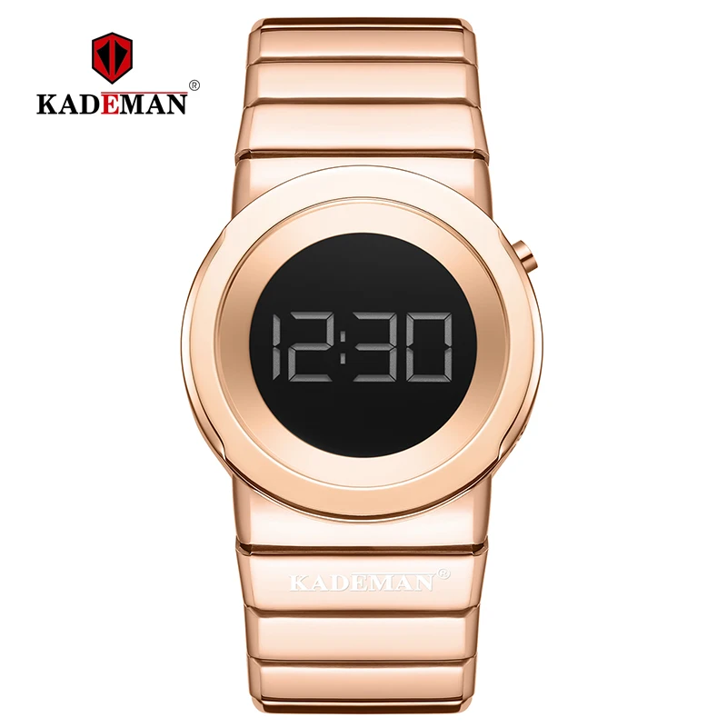 rosegold KADEMAN, женские часы, роскошные, полностью стальные, женские наручные часы, водонепроницаемый, светодиодный, цифровые часы,, новая мода, браслет, повседневные часы - Цвет: rosegold