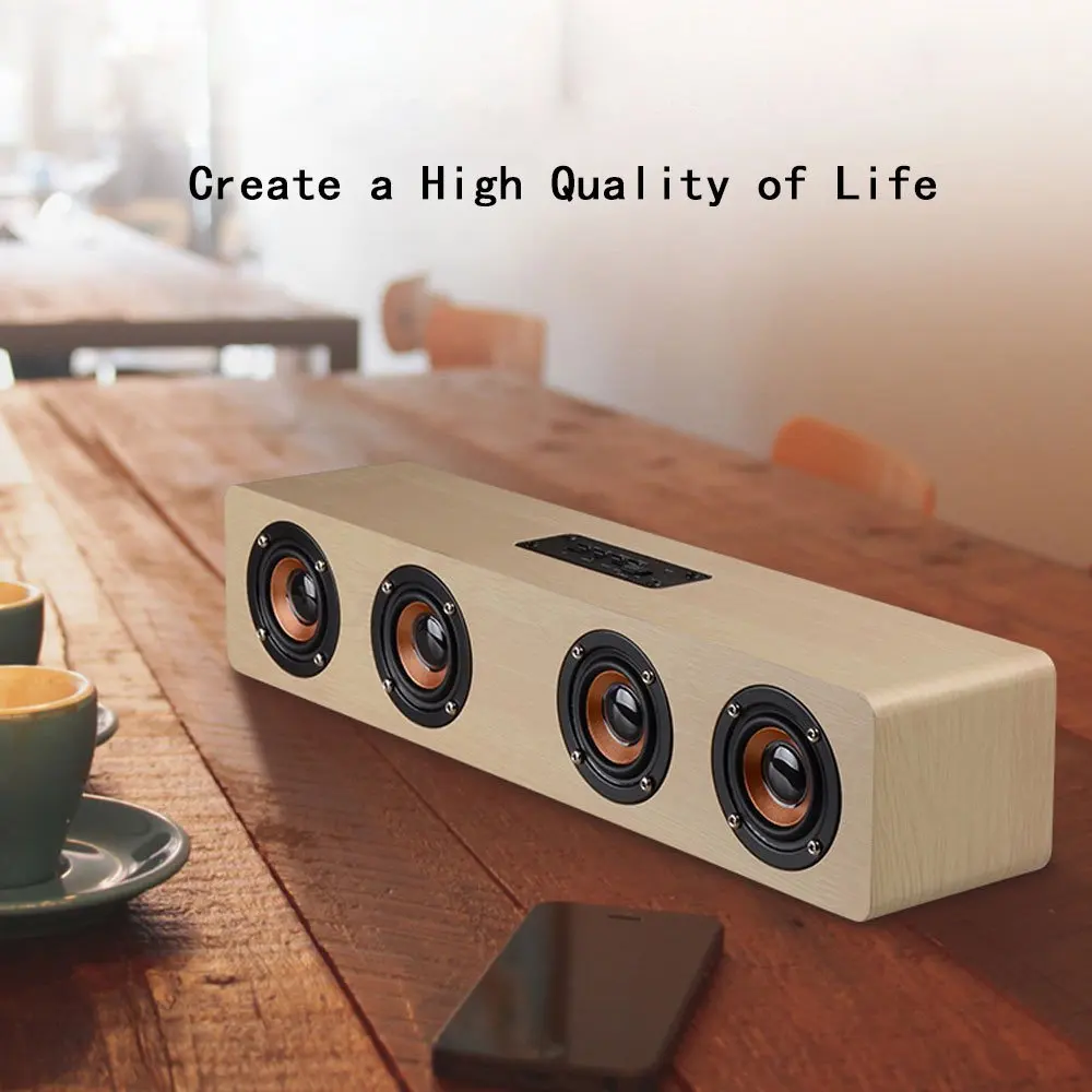 Динамик 12 Вт Hifi Bluetooth динамик s беспроводной стерео сабвуфер Altavoz деревянный домашний аудио Настольный динамик громкой связи TF caixa de som