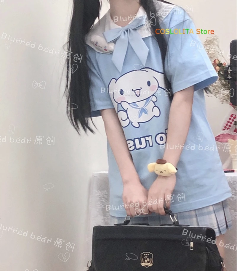 Aummer New Women Japanese Tops Short Sleeve T