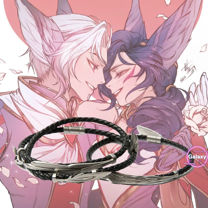 LOL Jewelry Rakan Xayah Couple Lover Feather Bracelet 925 Silver Women Men Bangles Valentine's Day Present Christmas Gift + Box |