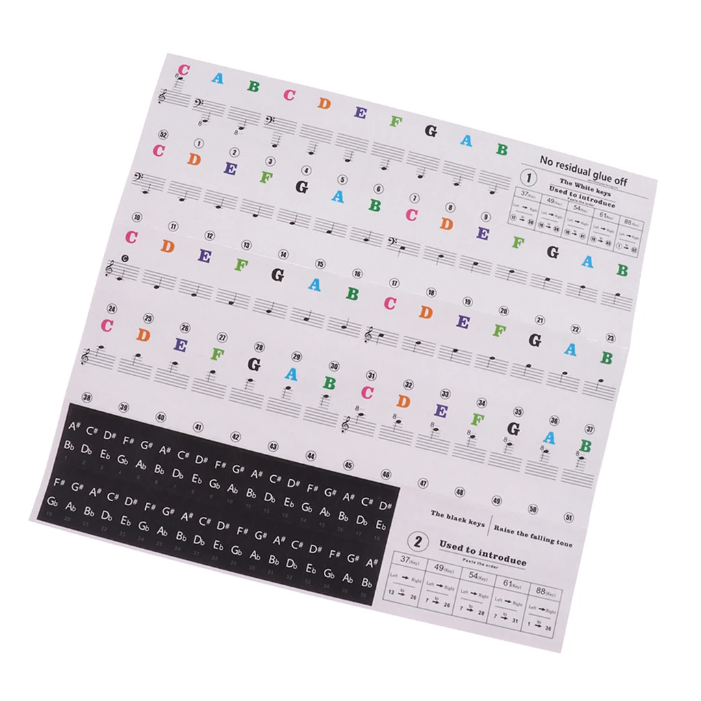  Piano Sticker Music Note Keyboard Sticker Decals for 49/54/61/88 Keys Piano Keyboard Instruments 24.5x14.3cm 