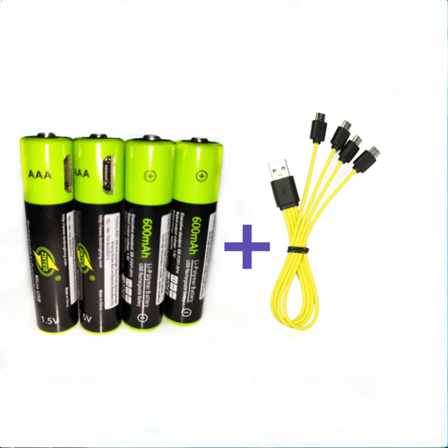 Bateria de Polímero de Lítio + 1 Venda Quente Pces Znter Usb 1.5 v Aaa Bateria Recarregável 600 Mah Micro Cabo 4