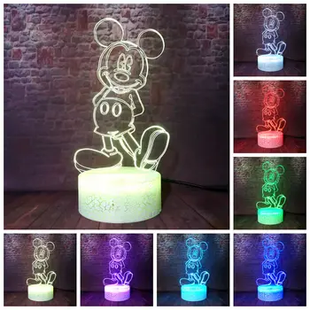 

3D Illusion LED Desk Nightlight Colorful Changing Light Model Cartoon Figma Mickey Mouse Anime Figure Toys Party Birthday Decor