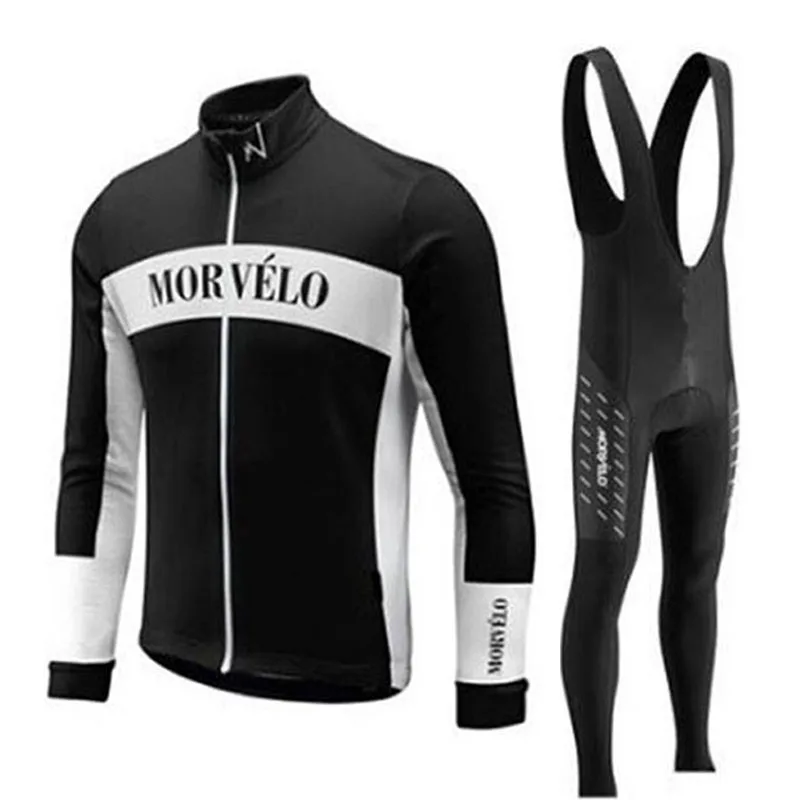 Мужская быстросохнущая велосипедная одежда Morvelo, весна-осень, с длинным рукавом, для велоспорта, Джерси, 9D, гелевая подкладка, велосипедные штаны, набор, Ropa Ciclismo - Цвет: 3